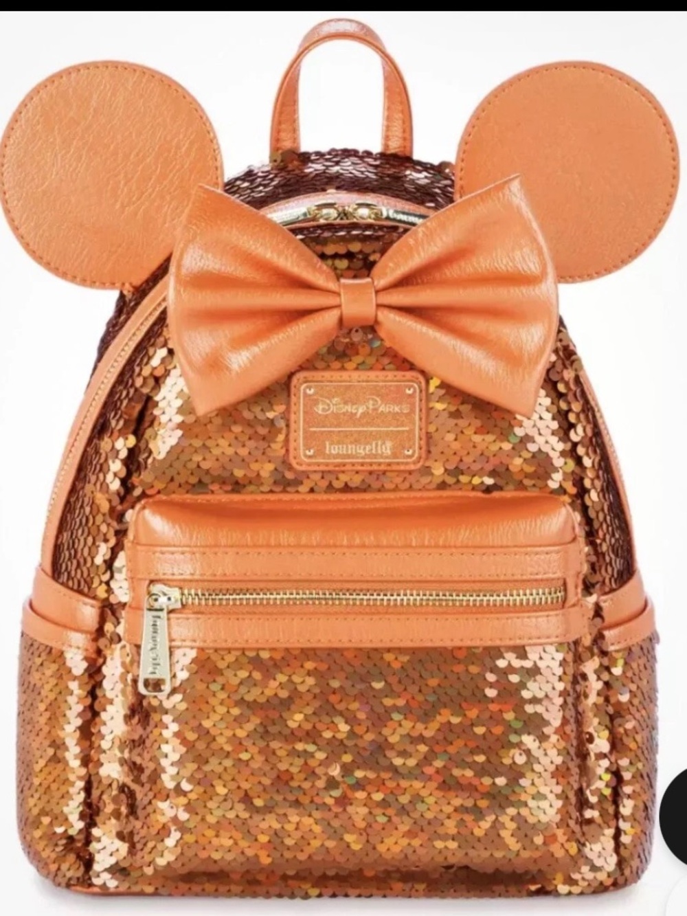 Loungefly Copper Sequin Minnie Ear Mini Backpack with Bow